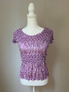 Crinkle Texture Y2k Top in Lilac